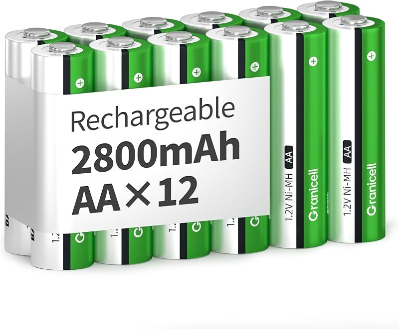 Granicell 12-Pack NiMH Rechargeable AA Batteries — batteries for best camping lantern best rated