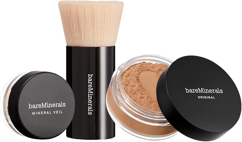 bareMinerals Original Get Started Kit, 3-Piece Makeup Set Includes Full-Sized Original Loose Mineral Foundation SPF