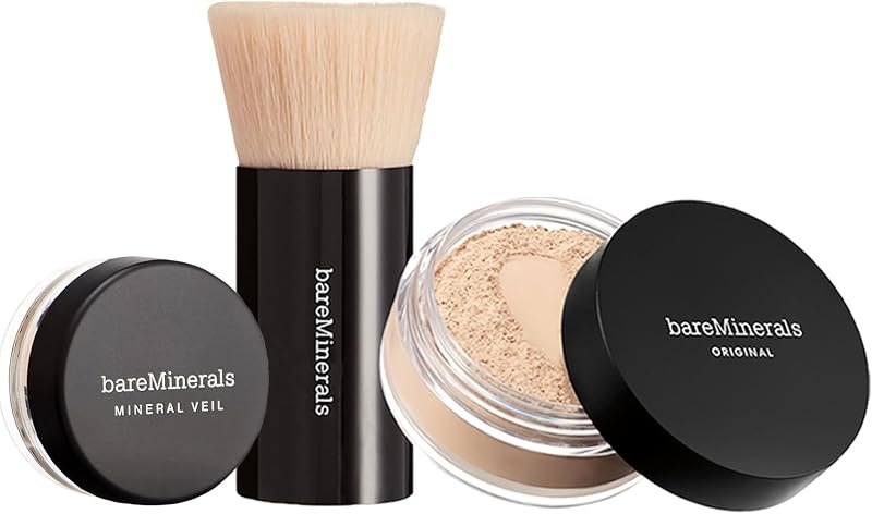 bareMinerals Original Get Started Kit, 3-Piece Makeup Set Includes Full-Sized Original Loose Mineral Foundation SPF