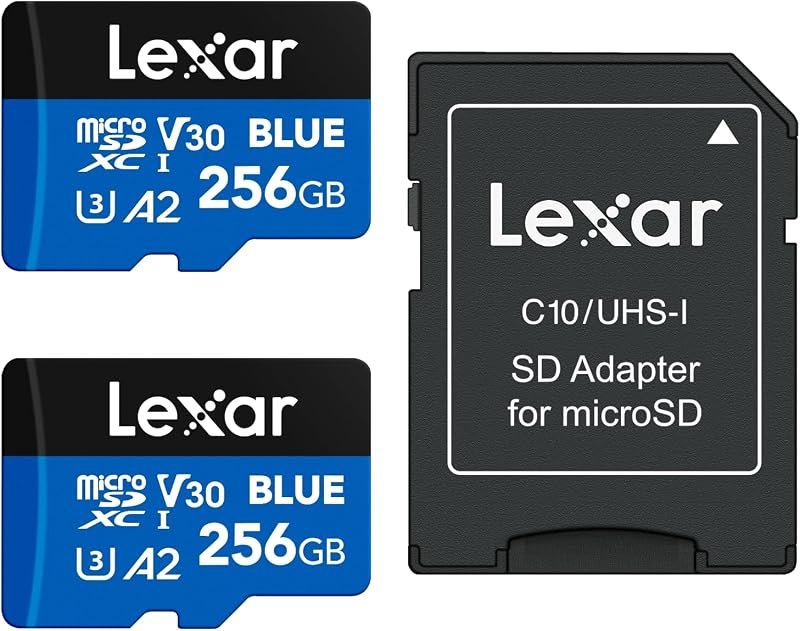 Lexar 256GB 2 PK Blue Micro SD Card 160MB/s microSDXC UHS-I Memory Card — adapter for best microSD card best rated
