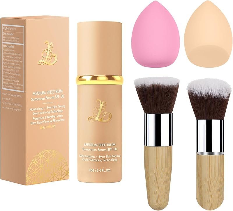 Color Changing Foundation 4-in-1 with SPF50, Match Liquid Foundation Medium — Makeup and SPF that will not break y for
