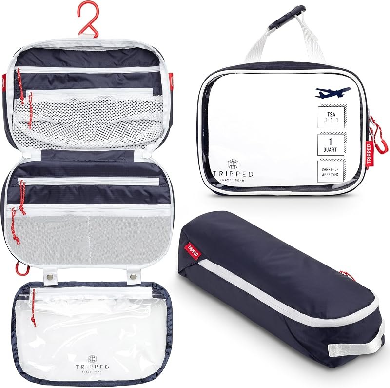 TRIPPED Travel Gear 3-Piece Travel Toiletry Bag Set — toiletry for best packing cubes travel compact