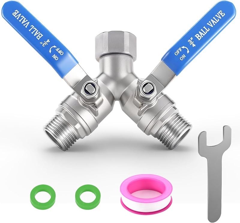 304 Stainless Steel Garden Hose Splitter 2 Way Heavy Duty, Full Flow Hose Y Splitter with Long Handle,Lead-free Y