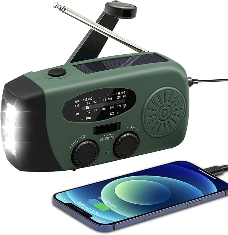 WVL 7400mWh Emergency Weather Radio, Portable Solar Hand Crank Radio AM/FM/NOAA, with 3 Mode Flashlight & Reading