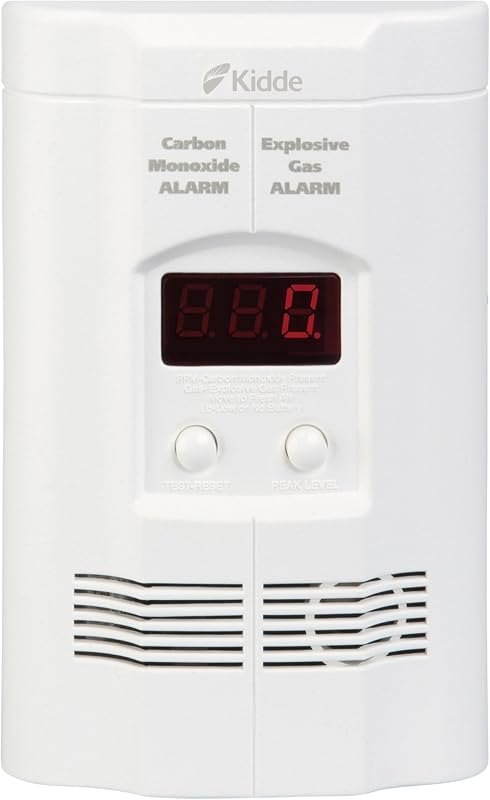 Kidde Carbon Monoxide + Explosive Gas, Natural Gas & Propane Alarm, Plug-in with 9V Battery Backup, Digital Display