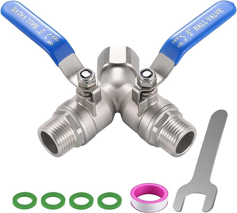 304 Stainless Steel Garden Hose Splitter 2 Way Heavy Duty, Full Flow Y Valve Water Hose Splitter With Long Handle