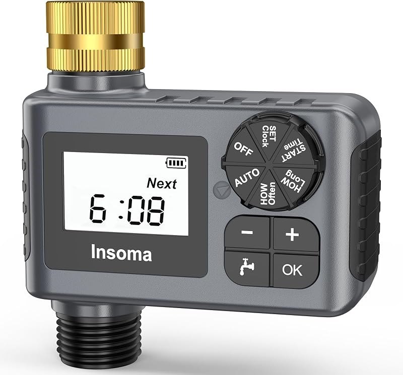 Water Timer for Outdoor Garden Hose, Hose Timer with Rain Delay/Manual Mode, Automatic Drip Irrigation Controller