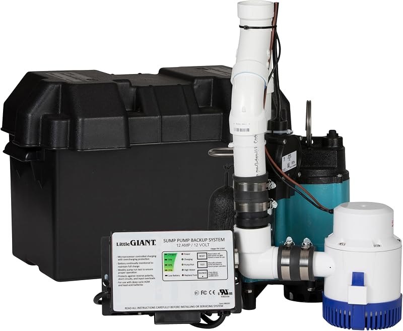 Little Giant SPBS-12HF-10, 12V, 12 Amp, 3180 GPH Battery Backup Sump System — sump pump backup replacement for sump