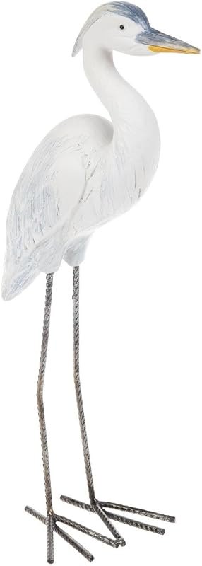 Hobby Lobby Decorative Standing Heron Statue, Resin & Metal, 15.75 inches — heron-decoy for pond netting compact small