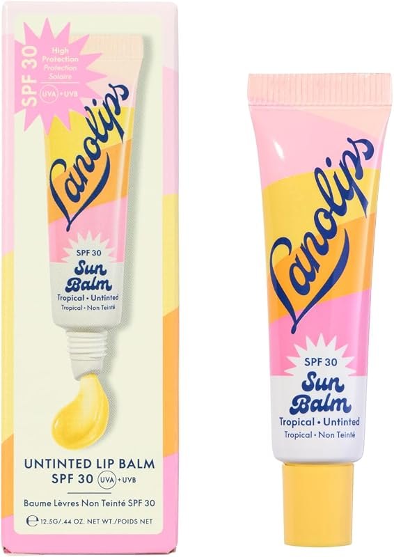 Lanolips Sun Balm Tropical SPF 30 Lip Balm - Hydrating Lanolin Lip Moisturizer with Pineapple Scent - Beach Essentials