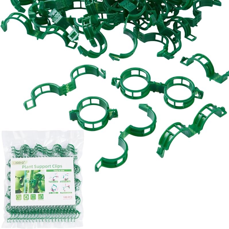 CIQIYO® 100 Pcs Plant Support Clips,Plastic Clips for Securing Plants — plant clips for heavy duty tomato cage