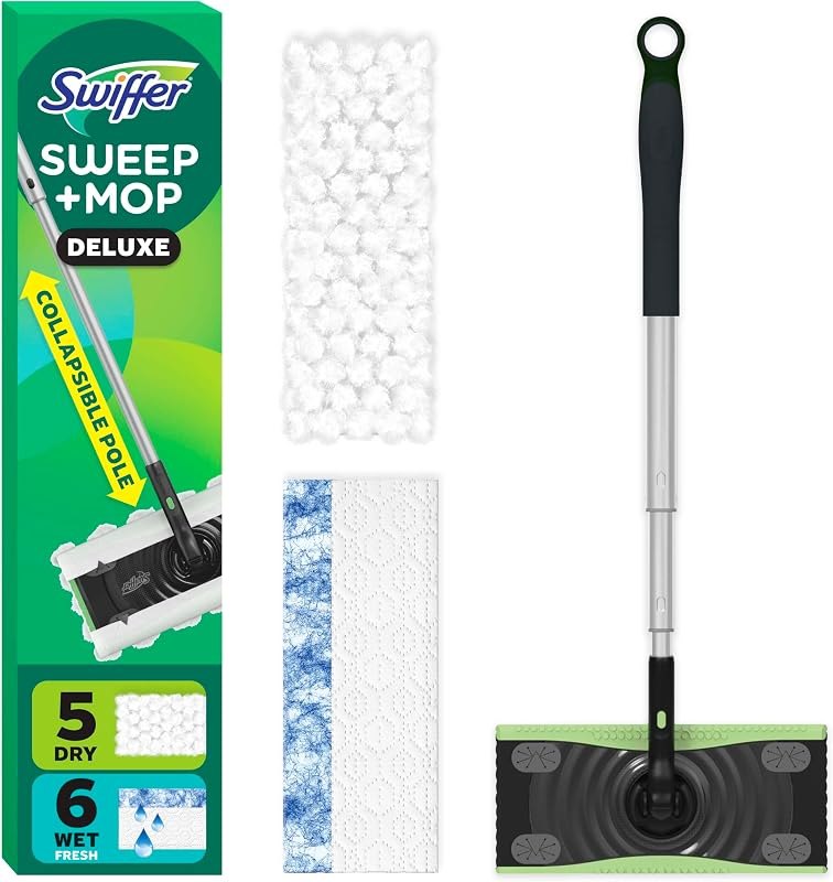 Swiffer Mop & Go Deluxe 2-in-1 Multi-Surface Kit for Floor Cleaning — Cloths, mops, and cleaners that do t for cloths