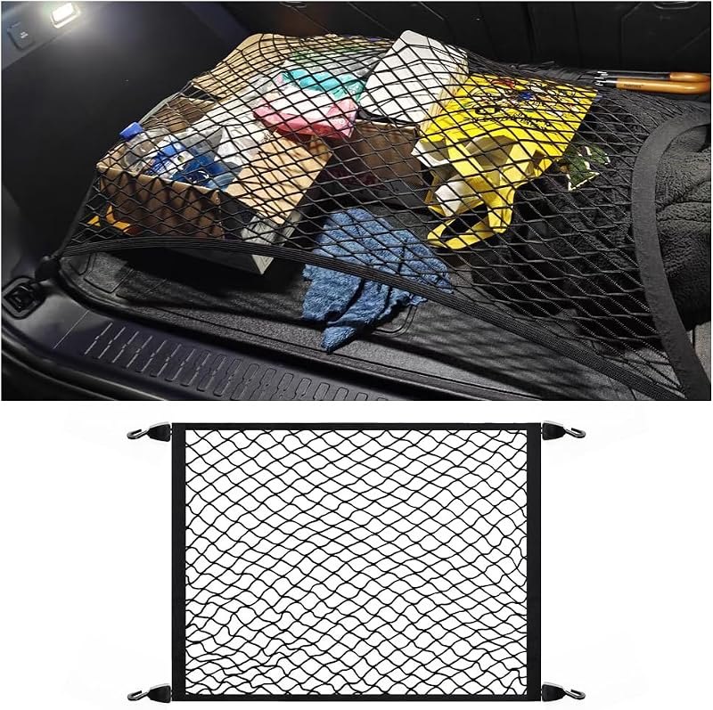 Cargo Net for SUV,Upgraded Highly Elastic Truck Cargo Net with Trunk Net Hooks - Stretch to 62.99"X47.24",Premium