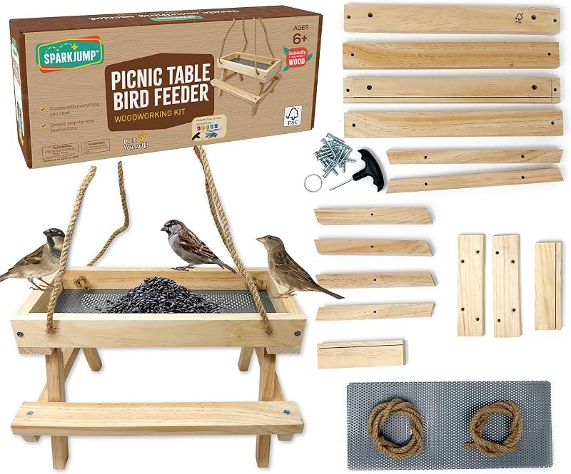 Picnic Table Bird Feeder Kit, DIY Woodworking Project for Kids and Families — Woodworking for home for woodworking kit