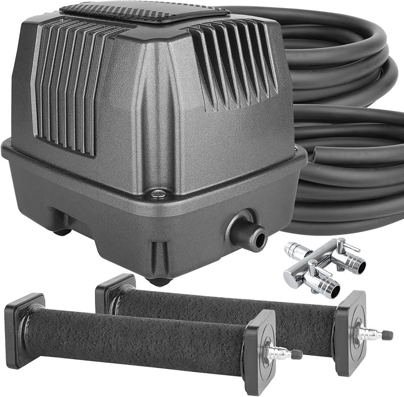 AquaMiracle Koi Pond Aerator Pond Air Pump with Self-Sinking Airline Rubber Air Diffuser, Air Flow Control Pond Deicer