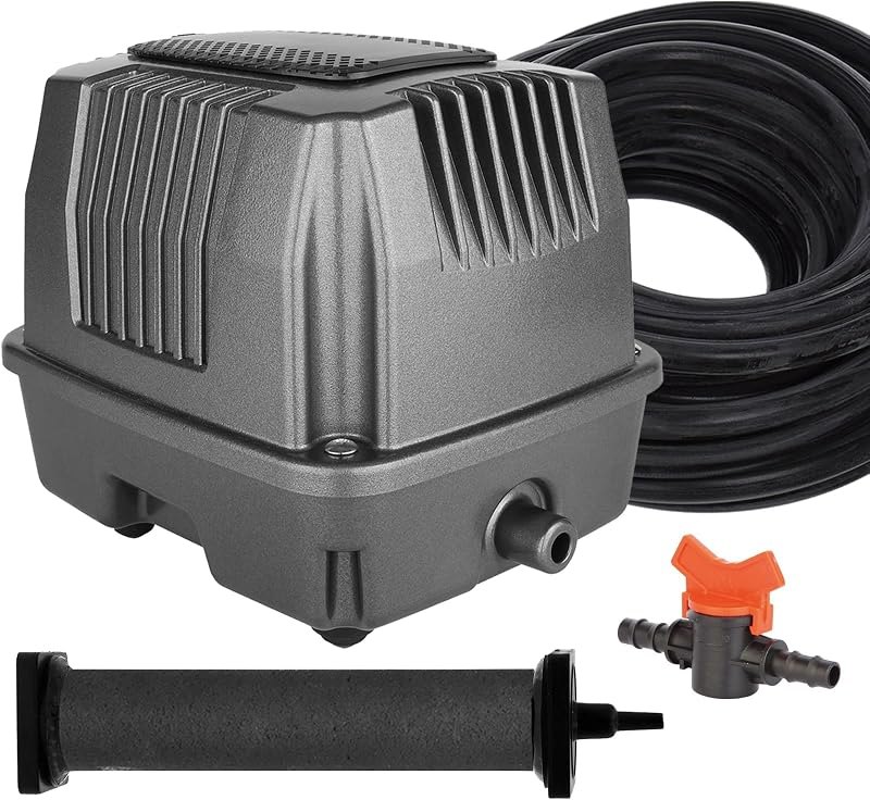 AquaMiracle Koi Pond Aerator Pond Air Pump with Self-Sinking Airline Rubber Air Diffuser, Air Flow Control Pond Deicer