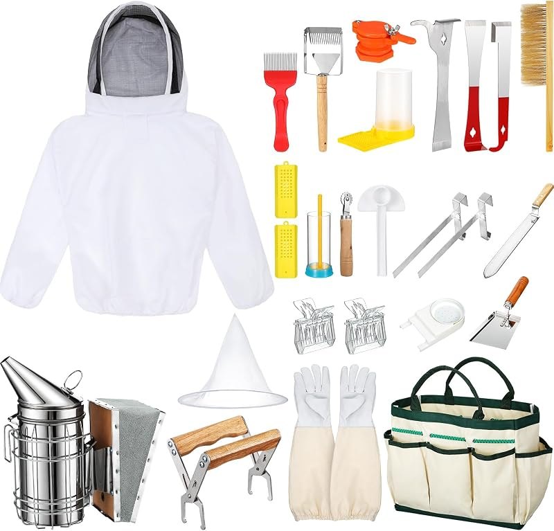 30 Pcs Beekeeping Supplies Beehive Equipment Beekeeping Starter Kit Bee Keeper Supplies All with Jacket Beehive Kit