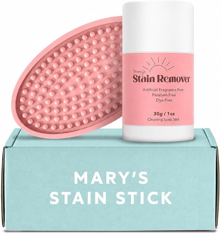 Mary’s Non Toxic Stain Remover Stain Stick with Scrub Base, Natural Refillable Laundry Stain Remover, Baby Stain
