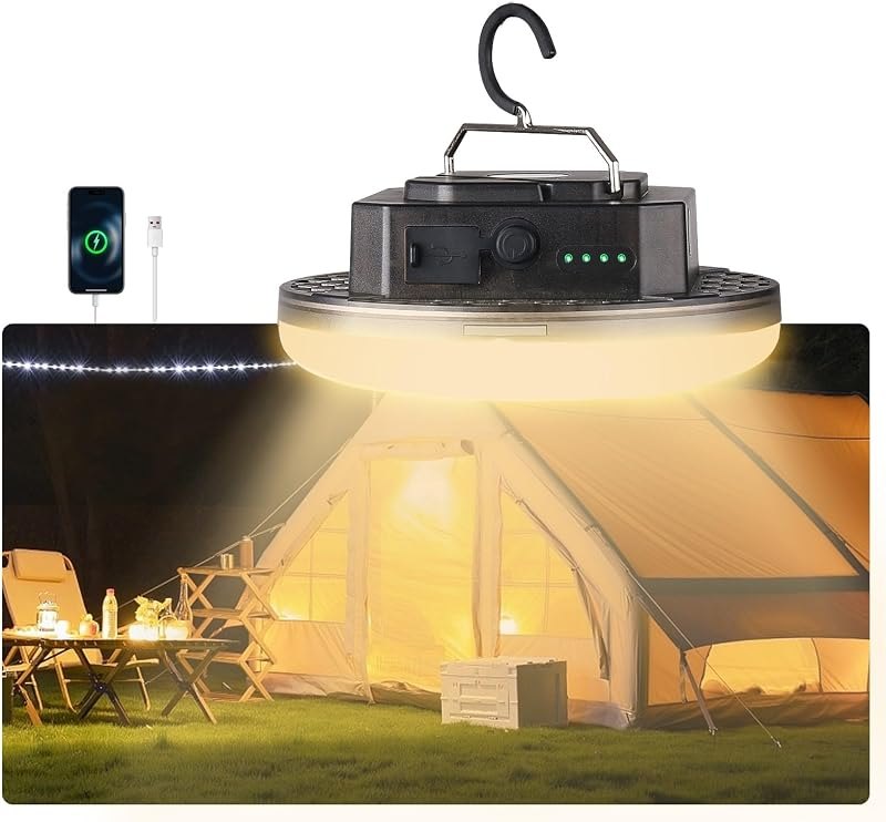 Transparent Portable Rechargeable LED Camping Lights,Waterproof Outdoor Light with 5000Lm,Super Bright Hanging
