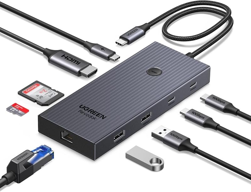 UGREEN Revodok Pro 9 in 1 USB C Hub Gigabit Ethernet Adapter 4K@60Hz HDMI — ethernet for best USB-C hub travel compact