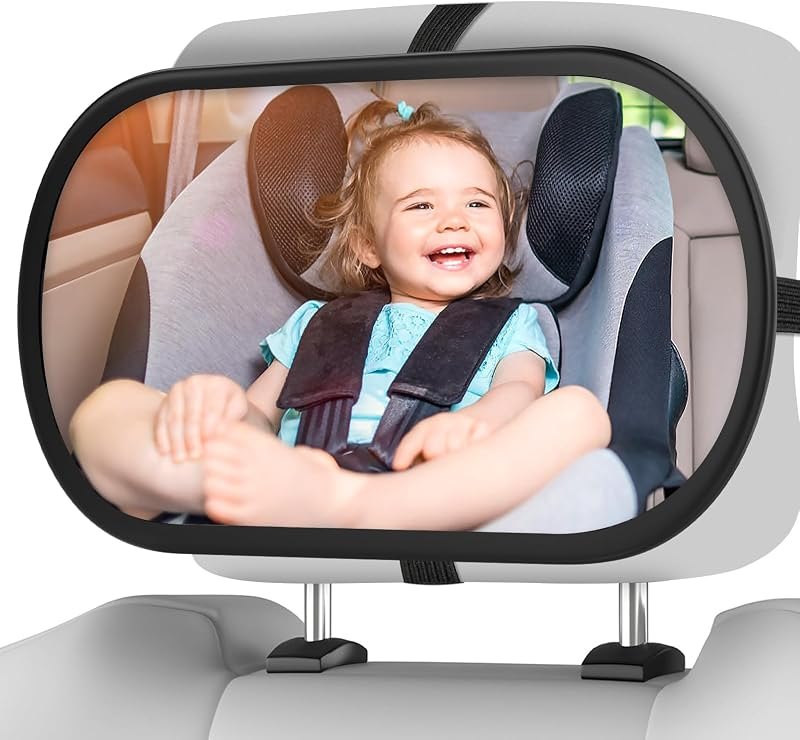 Baby Car Mirror, Car Seat Mirror for Rear Facing, Black — baby car seat mirror amazon for baby car seat mirror