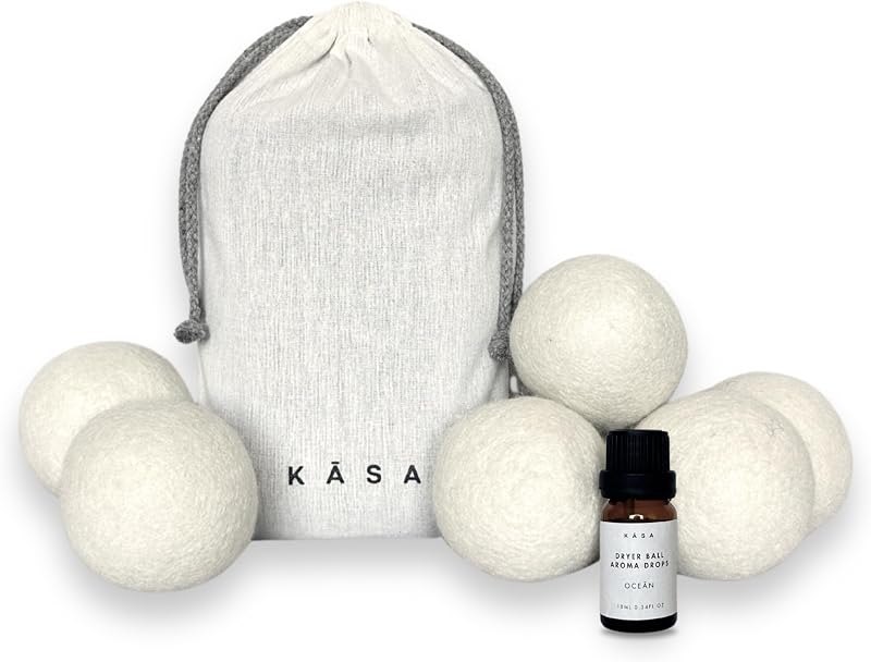 Premium Wool Dryer Balls, Set of 6 XL 100% New Zealand Wool, Natural Fabric Softener, Reusable, Anti Static, Reduces