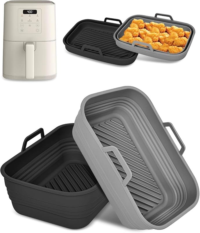 Collapsible Air Fryer Silicone Liners 2-Pack for Bella 4Qt Slim Air Fryer — silicone pot for best air fryer under 40