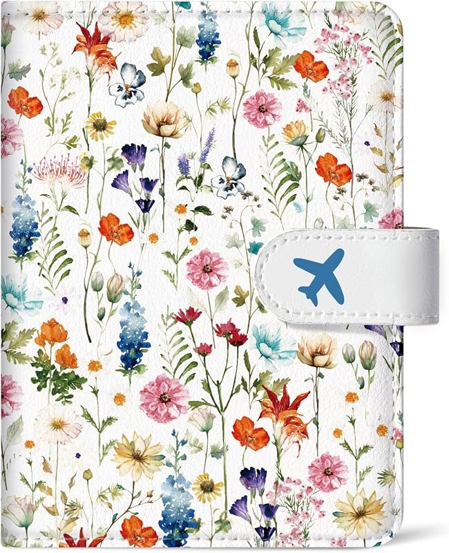 Passport Holder for Travel Essentials, RFID Blocking Leather Cover Wallet with Magnetic Closure, Aesthetic & Cute