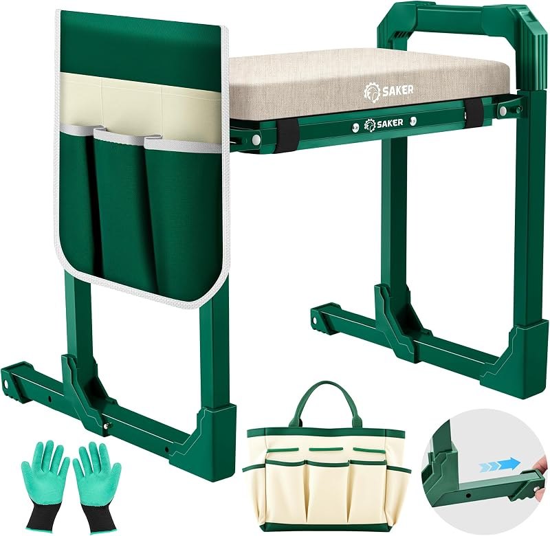 Saker Garden Kneeler and Seat Foldable Gardening Stool with Extendable Legs — garden kneeler replacement for garden