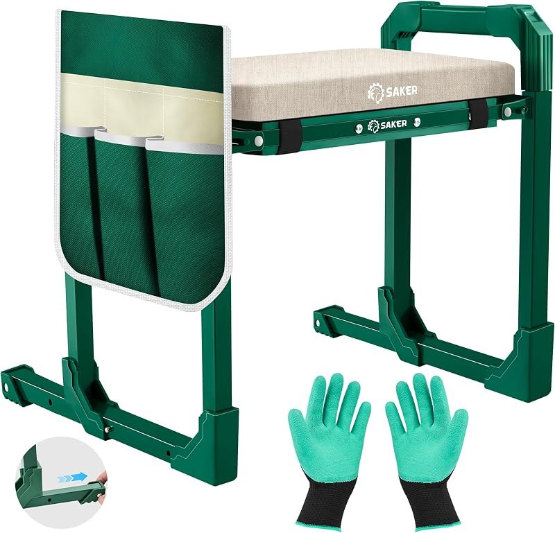 Saker Garden Kneeler and Seat Foldable Gardening Stool with Extendable Legs