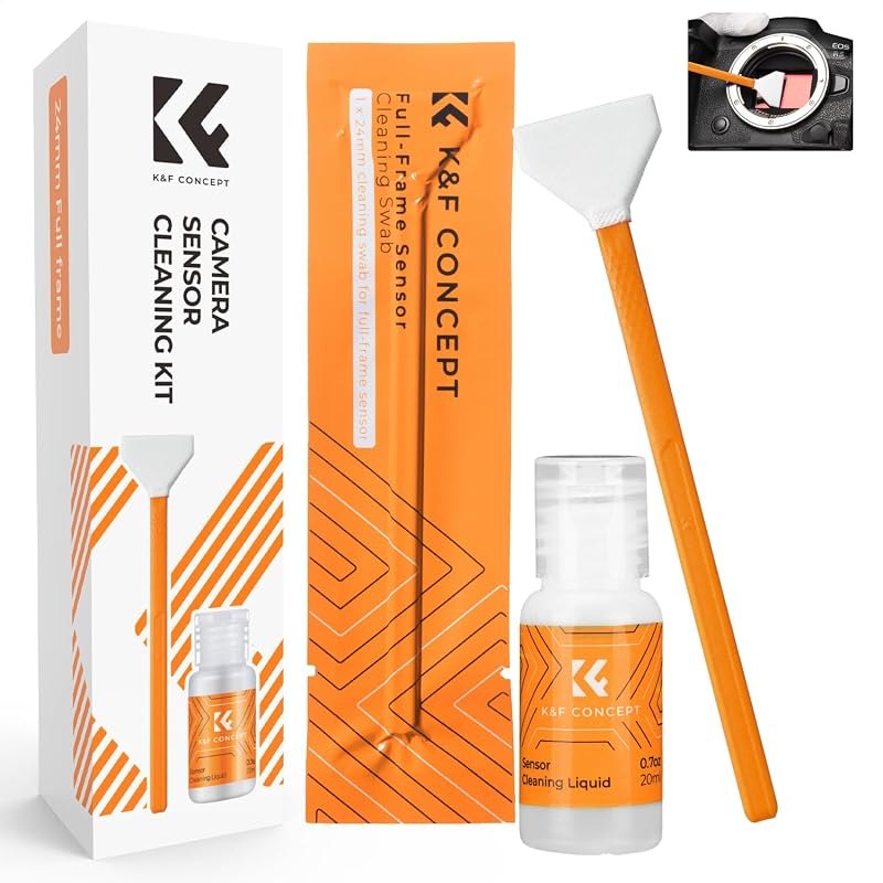 K&F CONCEPT 24mm Full Frame Sensor Cleaning Kits, with 20ml Sensor Cleaner — cleaning for best beginner mirrorless