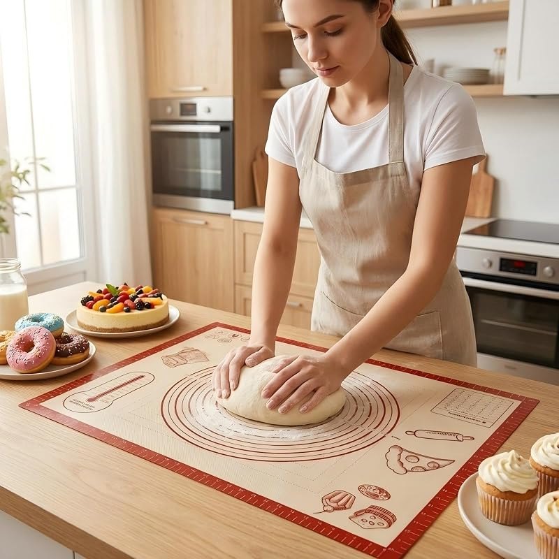 Silicone Baking Pastry Dough Mat - 28x20Inch Extra Large Cookie Bread Rolling Mats Sheet, Nonstick Kitchen Counter