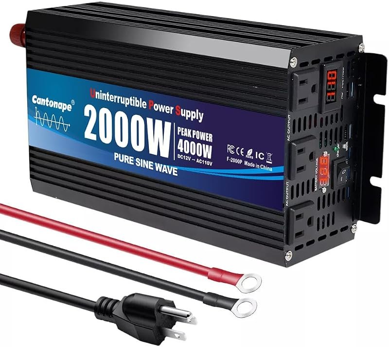 Cantonape 2000W Sump Pump Backup Battery System, Pure Sine Wave Output