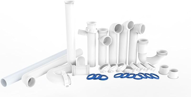 Kitchen Sink Drain Kit,1-1/2" Sink Drain Plumbing Kit - Universal P-Trap Replacement for Kitchen & Bathroom Sinks with