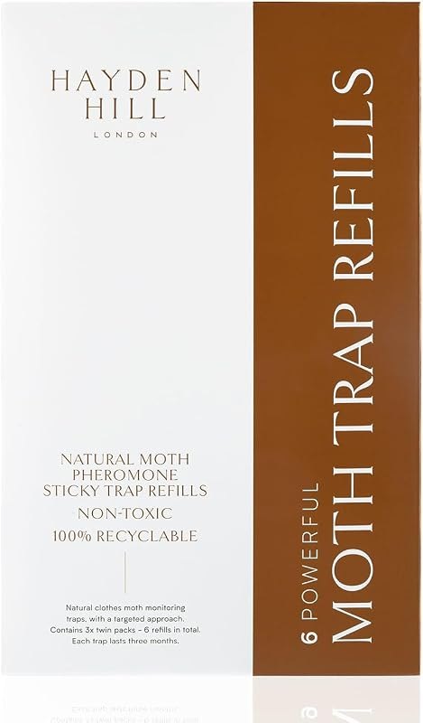 Hayden Hill Moth Trap Refills for Clothes, Closets, House & Indoors, 6 Pack — pantry moth trap refill for pantry moth