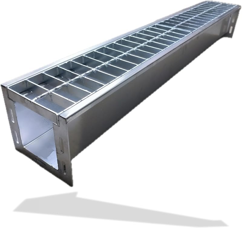 304 Stainless Steel Channel Drain and Grate 39.4x5.9x5.5 in — french drain kit for downspout extender durable heavy duty