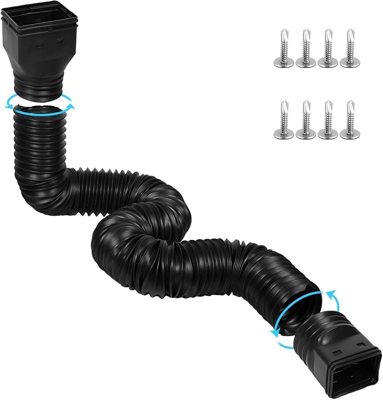 plusgutter 11.5ft Long Gutter Downspout Extensions Flexible, 4" Diameter Drain Downspout Extender, Down Spout Drain