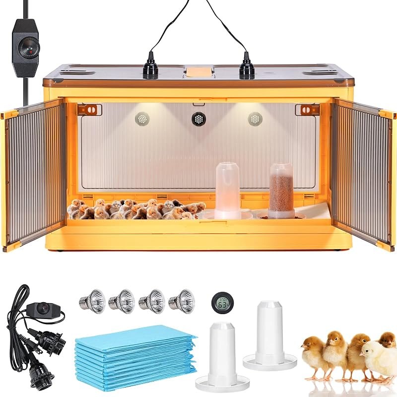 142L Chicken Brooder Box for Chicks Kit with Heater Chicks Warmer Brooder Plate Ducks Tent Pen Thermometer for 30