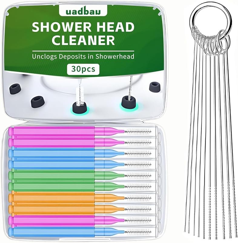 Shower Head Cleaner Tool Set, Multi-Size Shower Head Cleaning Brush for Small Hole Anti-Clogging Nozzle with Storage