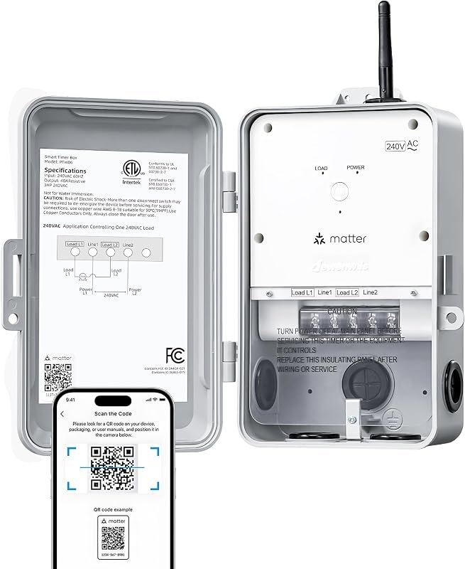 DEWENWILS Matter Pool Pump Timer, Heavy Duty Timer Box - 240VAC 3HP 40A — Home Automation heavy duty for home automation