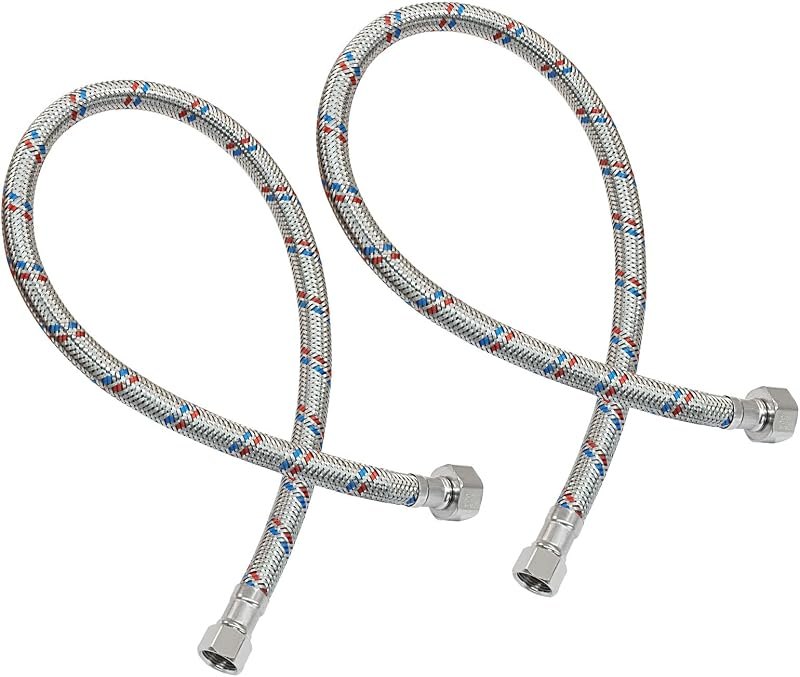 24" Faucet Supply Line, 3/8" Comp x 1/2" FIP, 1 Pair — braided supply line no leak for braided supply line under 30