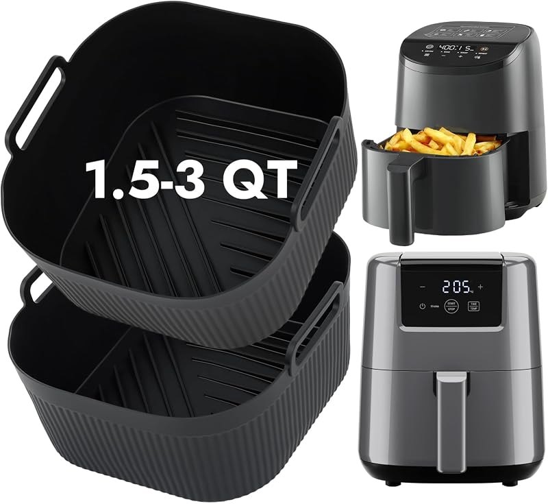 BYKITCHEN 5.5in Small Silicone Air Fryer Liners for 1.5 to 3 QT Airfryer — silicone pot for best air fryer travel