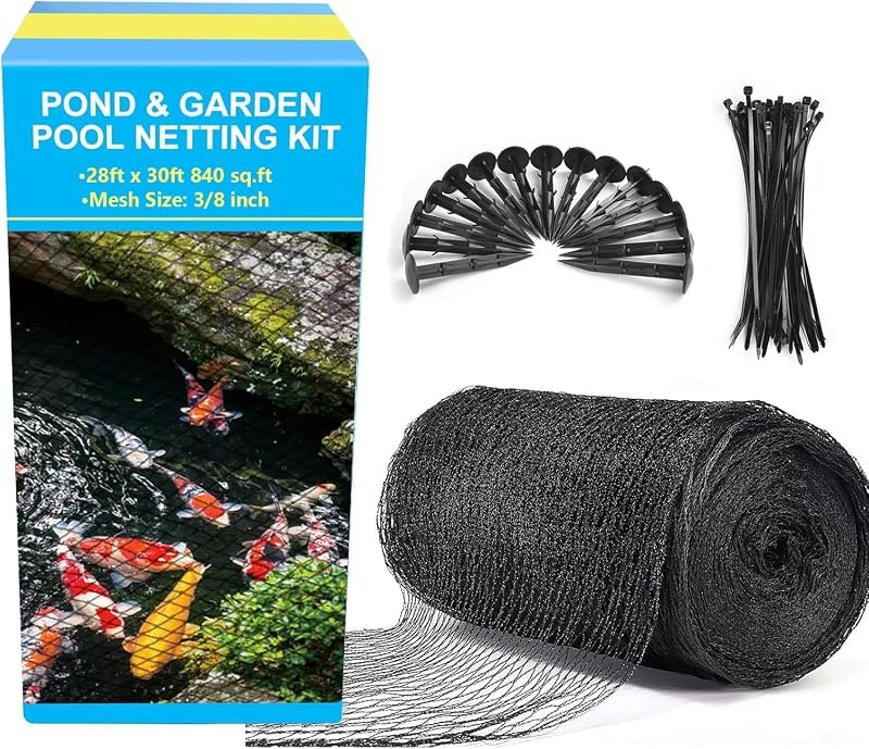 BUZIFU Pond Netting, 28 x 30FT Pond Net for Koi Ponds, Garden Pool Fine Mesh Pond Netting Cover for Leaves, Protects