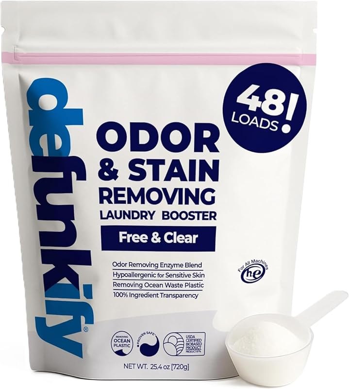 Defunkify Unscented Enzyme Laundry Booster & Sanitizer Powder, 48 Loads — laundry stripping soak for laundry stripping