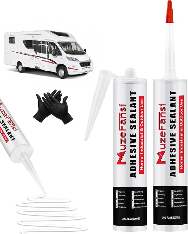 RV Roof Sealant, 2 Packs Non-Leveling Lap Sealant for RV Roofs - Non-Sag Silicone Caulk Waterproof Flexible Sealants