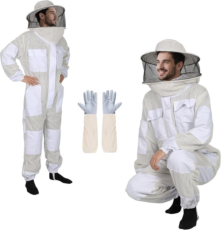 Bee Suit, Beekeeping Suit for Men Women Sting Proof, Beekeeper Protection Gear with Gloves & Breathable Hood