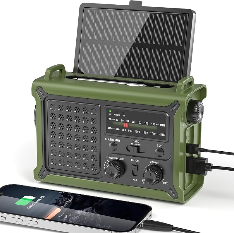 Solar Radio Emergency Hand Crank 12000mAh with Clear Signal — solar radio for emergency crank radio