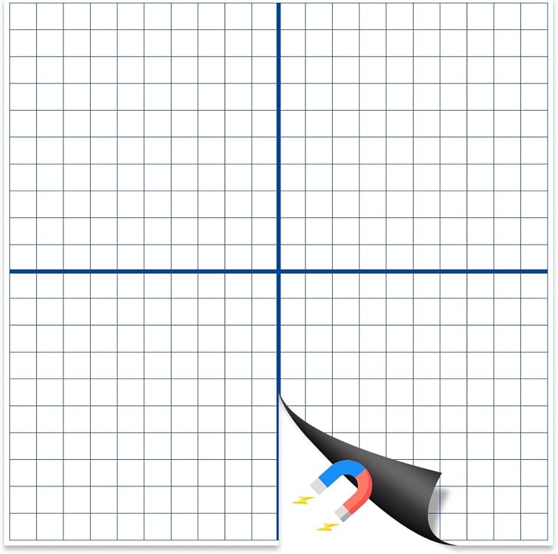 Magnetic Dry Erase Grid, 26"x26" - Reusable XY Coordinate Graph Board for Math Graphing, Classroom & Homeschool