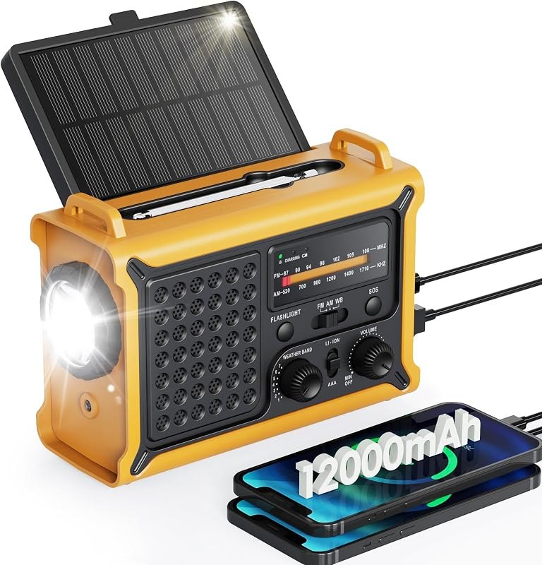Emergency Weather Radio with Large Solar Panel, Efficient Hand Crank — best emergency crank radio for emergency crank