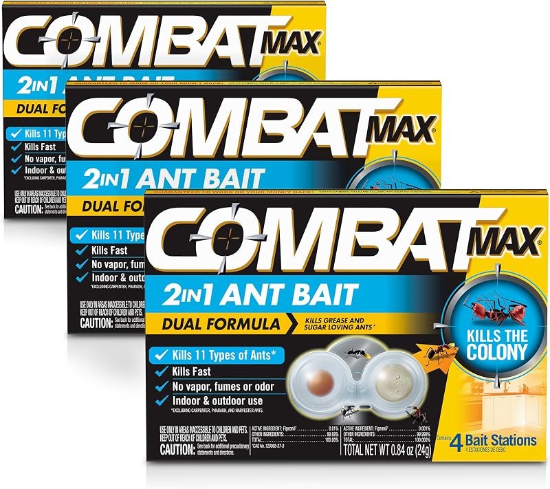 Combat Max 2 in 1 Ant Bait Station, 4 Count (Pack of 3) — ant bait stations amazon for ant bait stations durable heavy